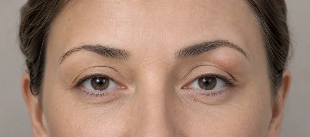 Photographie rapprochée du regard avec un relief discret de la partie externe de la paupière supérieure